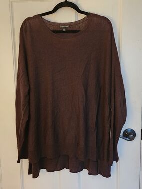 Eileen Fisher Women's Maroon Long Sleeve Sweater Large Merino Wool Alpaca Blend